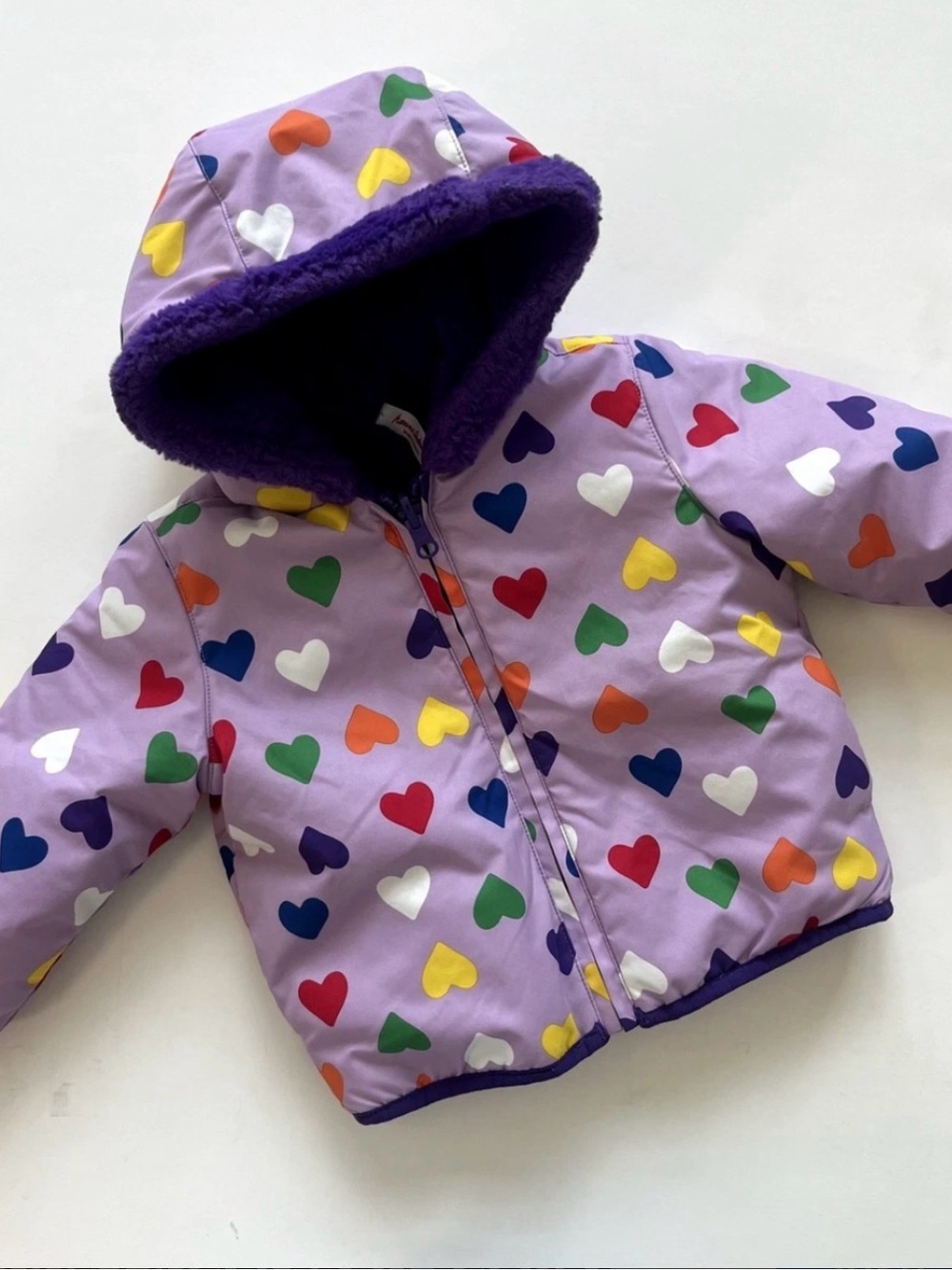Hannah Andersson!!! Size 2 toddler Purple Heart-Print Hooded Jacket